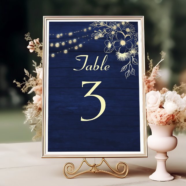 Numéro de table de mariage bleu marine rustique (Créateur téléchargé)