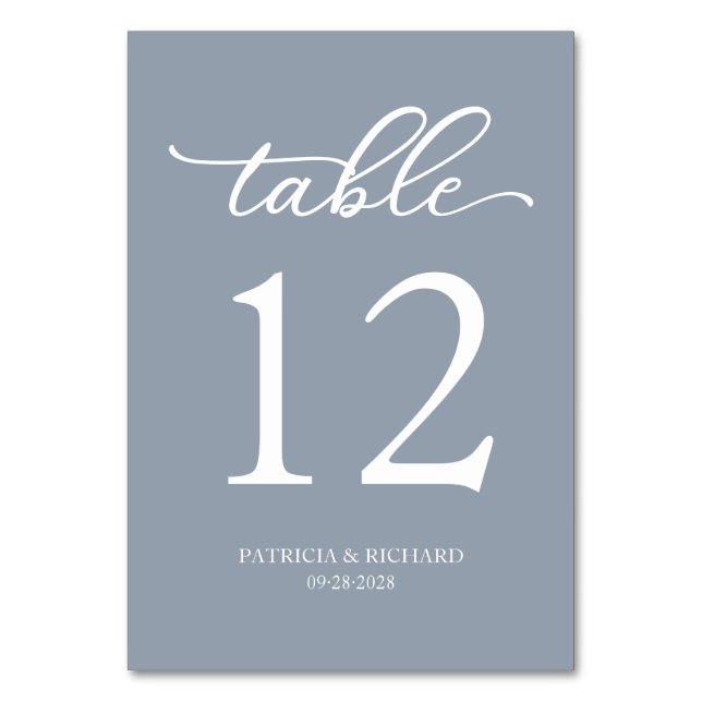 Numéro de table de mariage bleu poussiéreux écritu (Par défaut)