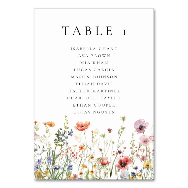 Numéro de table de mariage Bohème Fleur sauvage (Par défaut)