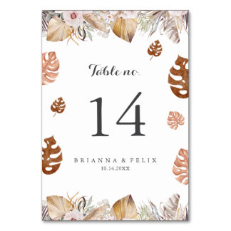 Numéro de table de mariage bohème neutre rustique