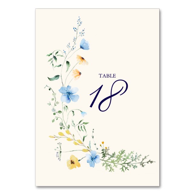 Numéro de table de mariage botanique bleu et jaune (Par défaut)