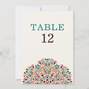 Numéro de table de mariage botanique ethnique boho