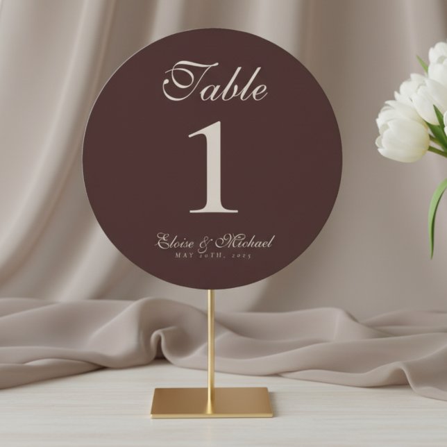 Numéro de table de Mariage Brown neutre simple (Guide guests to their seats in style with this Neutral Brown Wedding Table Number Sign!)
