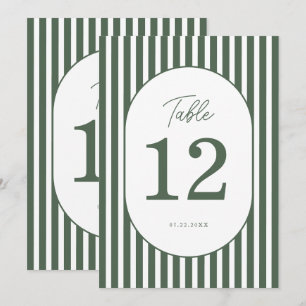 Numéro de table de mariage cabane prépa rayé vert