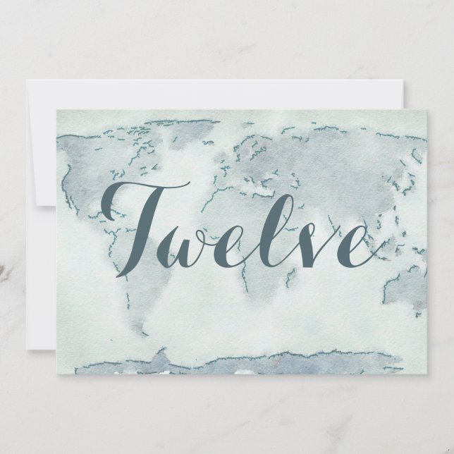 Numéro de table de mariage carte aquarelle (Devant)