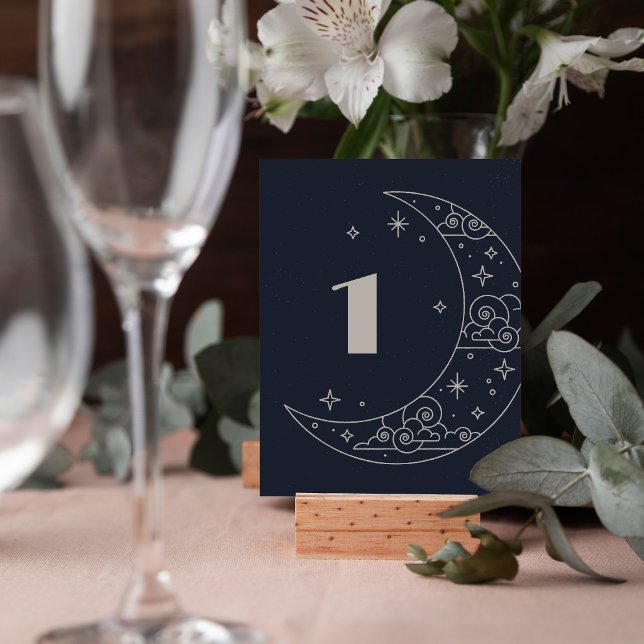 Numéro de table de mariage céleste Navy Moon & Sta (Créateur téléchargé)