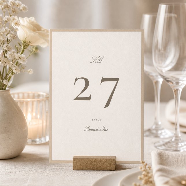 Numéro de table de mariage Champagne Taupe 5 x 7 (Créateur téléchargé)