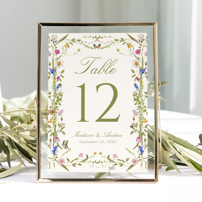 Numéro de table de mariage champêtre coloré (Créateur téléchargé)