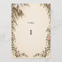 Numéro de table de mariage Château Rose de conte d