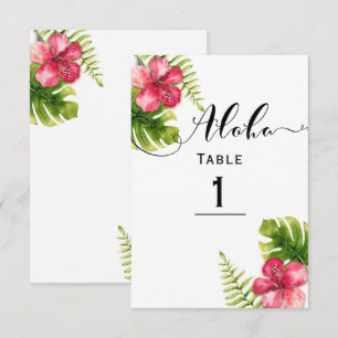 Numéro de table de mariage chic à fleurs d'hibiscu