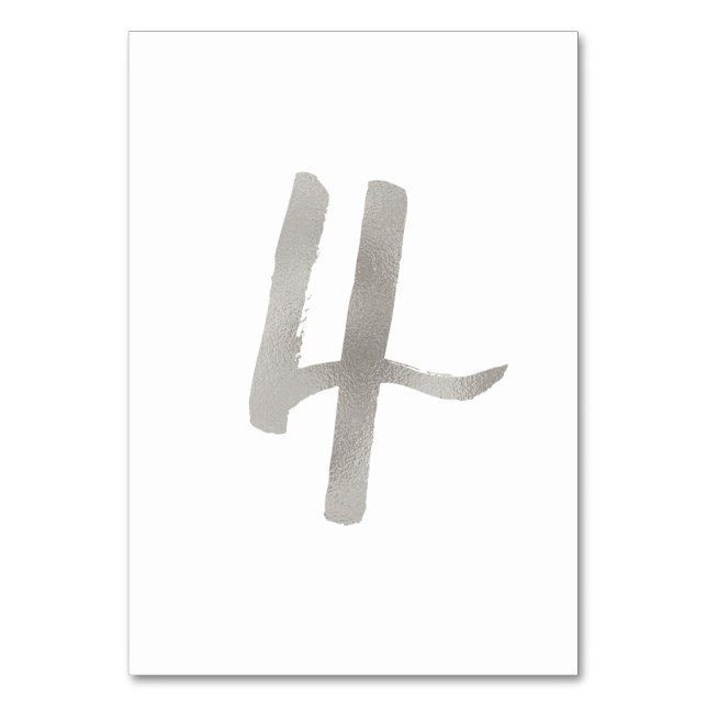 Numéro de table de mariage chic en feuille d'argen (Dos)
