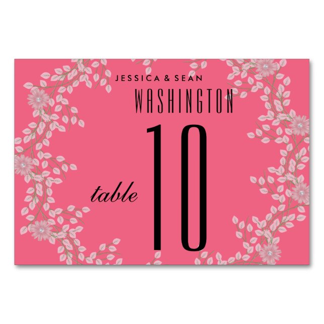 Numéro de table de mariage Chic Floral & Perles (Devant)