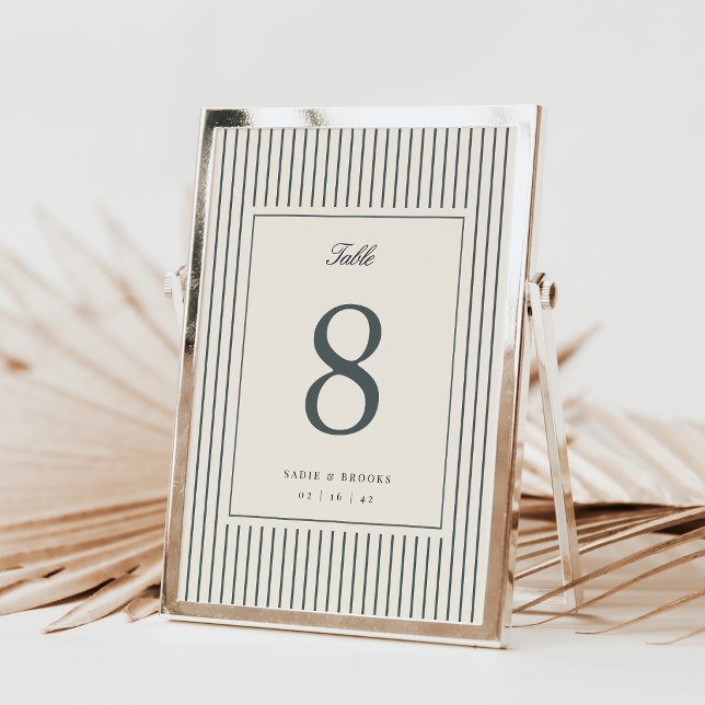 Numéro de table de mariage classique à rayures fin (Créateur téléchargé)
