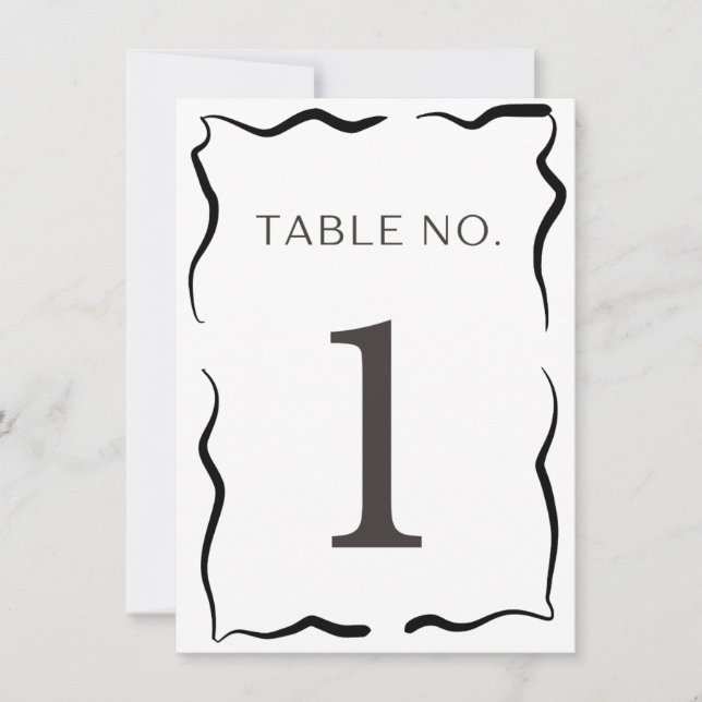 Numéro de table de mariage classique – Bordure noi (Devant)