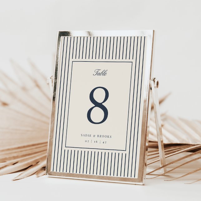 Numéro de table de mariage classique Navy Pinstrip (Créateur téléchargé)