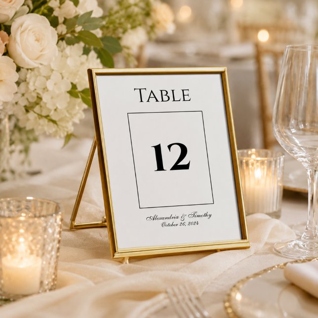 Numéro de table de mariage classique noir et blanc (Créateur téléchargé)
