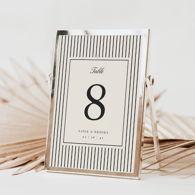 Numéro de table de mariage classique noir rayé 5x7 (Créateur téléchargé)