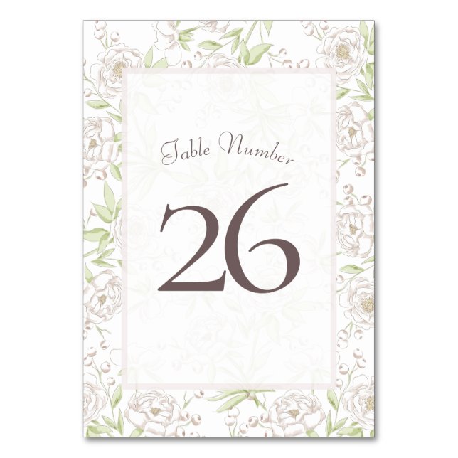 Numéro de table de mariage classique Rose Blanche (Par défaut)
