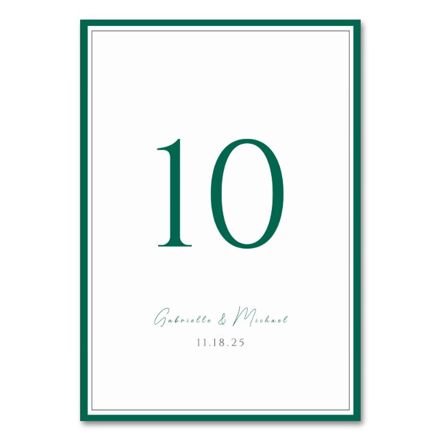 Numéro de table de mariage classique vert émeraude (Par défaut)