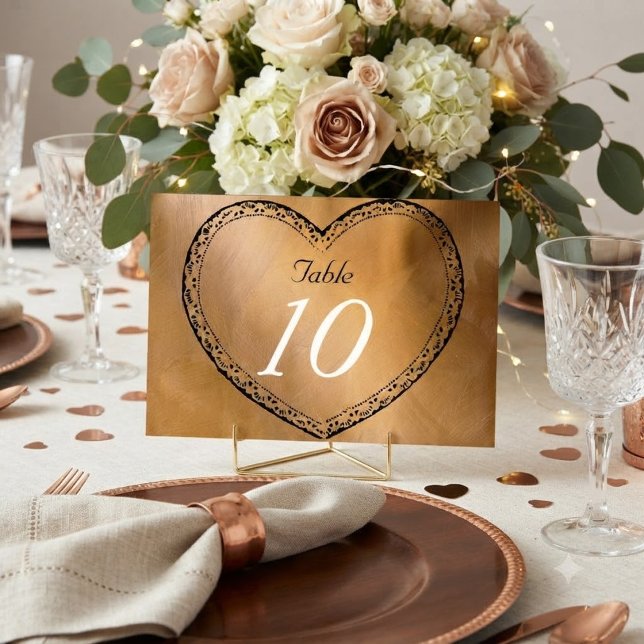 Numéro de table de mariage Cœurs de cuivre Mariage (Créateur téléchargé)