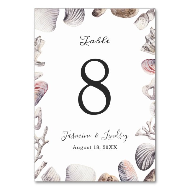 Numéro de table de mariage corail coquillage blanc (Par défaut)