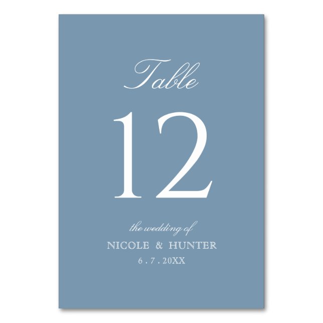 Numéro de table de mariage couleur bleu poussiéreu (Par défaut)