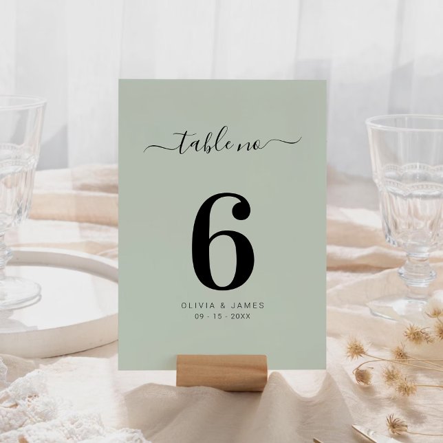 Numéro de table de mariage couleur menthe claire u (Simple Solid Color Light Mint Wedding Table Number)