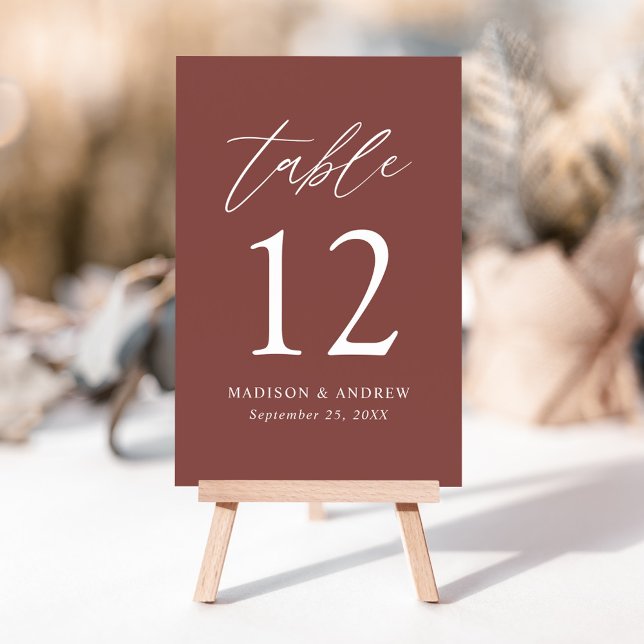 Numéro de table de mariage d'automne Marsala (Créateur téléchargé)