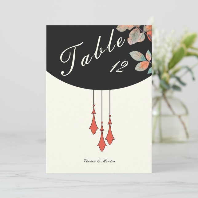 Numéro de table de mariage d'automne minuit (Debout devant)