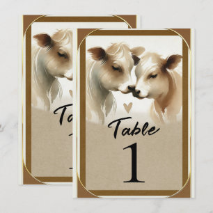 Numéro de table de mariage de campagne de crème ma