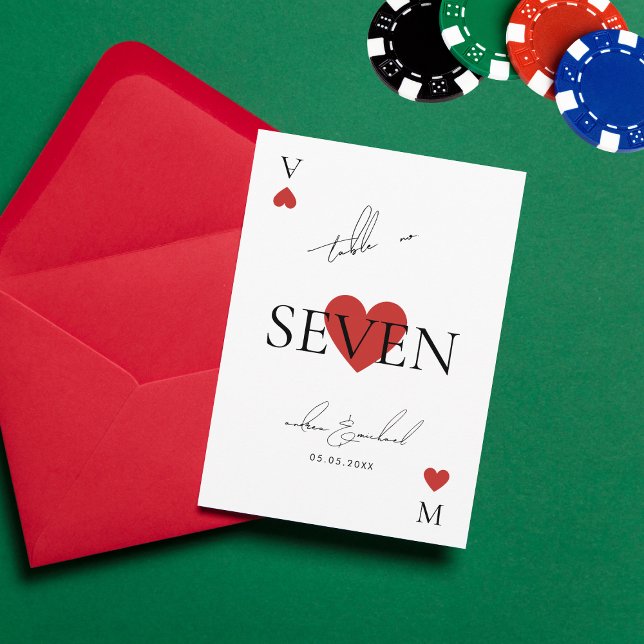 Numéro de table de mariage de casino de carte à jo (Créateur téléchargé)