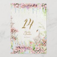 Numéro de table de mariage de château français 5 X