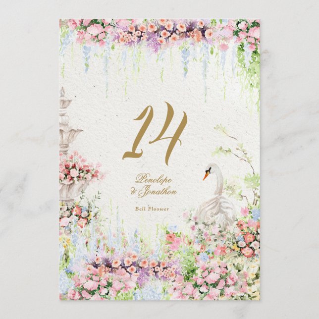 Numéro de table de mariage de château français 5 X (Devant)