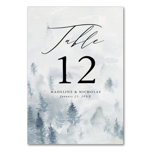 Numéro de table de mariage de forêt hivernale élég (Par défaut)