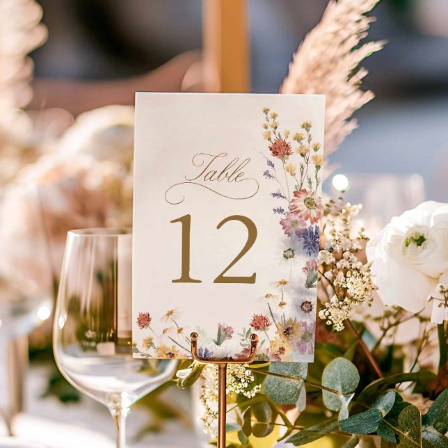 Numéro de table de mariage de jardin de fleurs sau (Wildflower Wedding Table Numbers)
