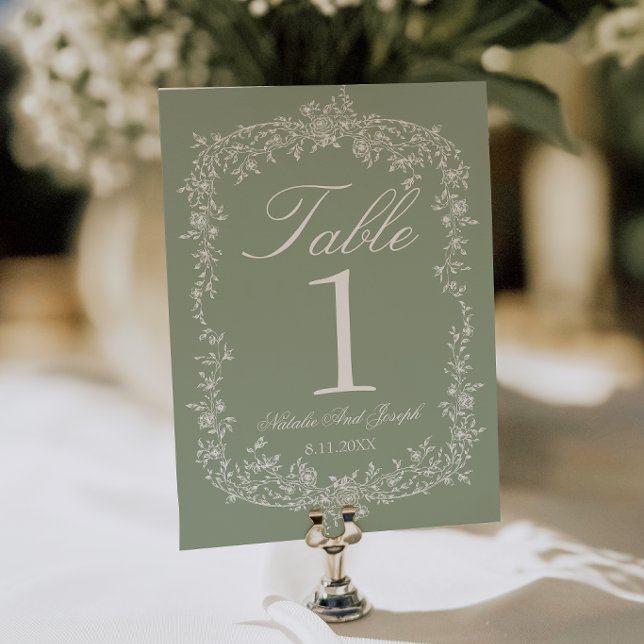 Numéro de table de mariage de jardin vert floral s (Créateur téléchargé)