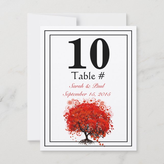 Numéro de table de mariage de l'arbre à feuilles d (Devant)