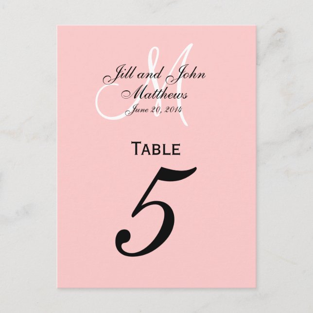 Numéro de table de Mariage de monogramme personnal (Devant)
