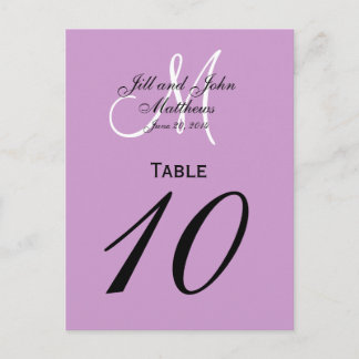 Numéro de table de Mariage de monogramme personnal