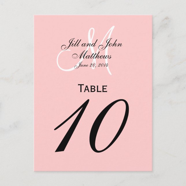 Numéro de table de Mariage de monogramme personnal (Devant)