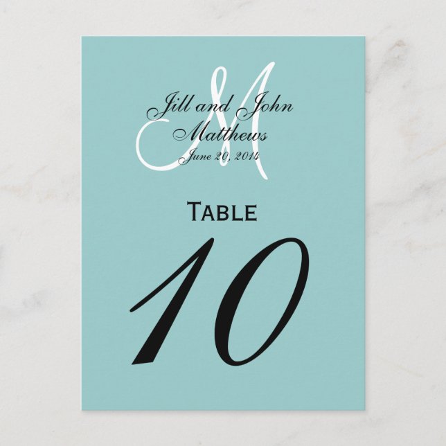 Numéro de table de Mariage de monogramme personnal (Devant)