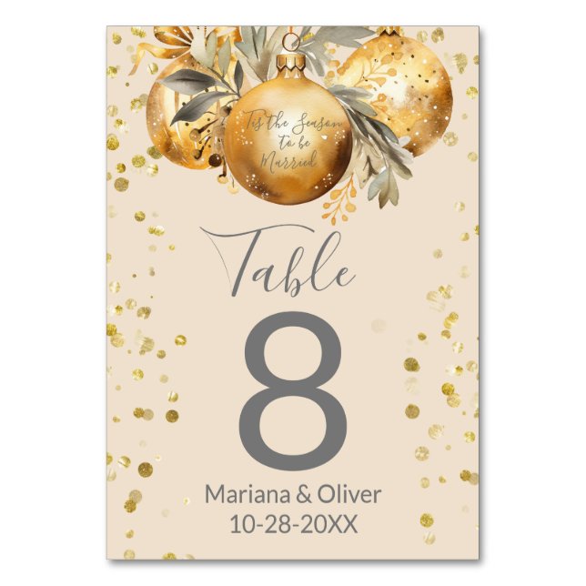 Numéro de table de mariage de Noël beige or (Par défaut)