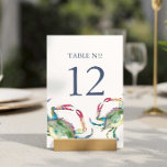 Numéro de table de mariage de plage Crabe bleu<br><div class="desc">Améliorez votre décor de mariage de plage avec cette carte de numéro de table de mariage personnalisée de plage, faisant partie de la suite de papeterie mariage de crabe côtier par Do Tell A Belle. Avec mon dessin original de crabe aquarelle dans des tons vibrants de rouge, bleu, turquoise et...</div>