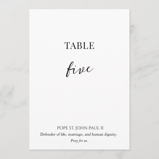 Numéro de table de mariage de saint catholique  (Devant)