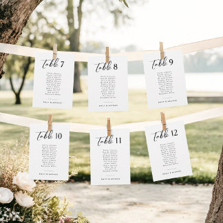Numéro de table de Mariage de script élégant avec
