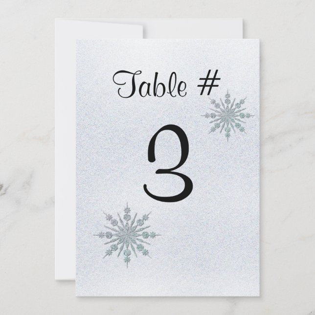 Numéro de table de mariage d'hiver en flocons de n (Devant)