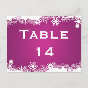 Numéro de table de mariage d'hiver fuchsia