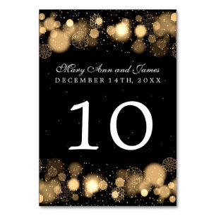 Numéro de table de mariage d'hiver Or