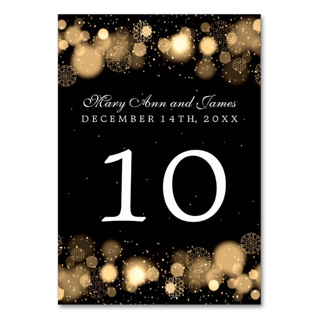 Numéro de table de mariage d'hiver Or (Par défaut)