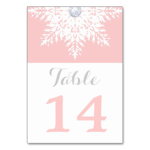 Numéro de table de mariage d'hiver rose Snowflake
